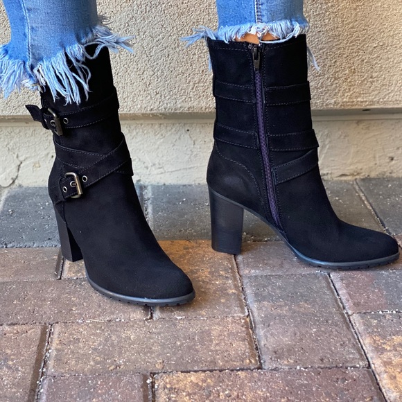 Genuine Suede Engineer Block Heeled Combat Boots - Picture 6 of 16
